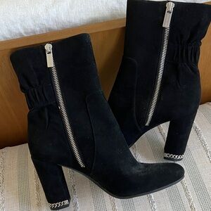 Michael Kors suede like leather Boots with Silver zippers .